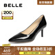 百麗（Belle）尖頭時(shí)尚優(yōu)雅單鞋2025春新真皮氣質(zhì)顯瘦高跟鞋3O403AQ5預售 黑色 37 (235mm)