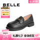百麗（Belle）簡(jiǎn)約上班樂福鞋女通勤平跟百搭單鞋B1983CM4 黑色 37 (235mm)