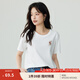 茵曼（INMAN）索羅娜舒適趣味繡花短袖T恤女2025夏季寬松顯瘦百搭休閑上衣 米白色-全棉 L