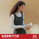 樂(lè )町假兩件拼接連衣裙復古波點(diǎn)格雷系顯瘦A版連衣裙 暮色灰 （現貨） M