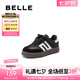 百麗（Belle）時尚拼色德訓鞋女童商場同款休閑復古板鞋3791DC84 黑色 36碼
