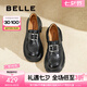 百麗（Belle）七夕禮物復古厚底樂福鞋女2025春新百搭時尚鞋B2359AM5 黑色 37 (235mm)