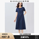 佐丹奴裙子女夏季純棉府綢純色收腰壓褶圓領(lǐng)連衣裙女05465322