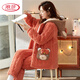 浪莎（LangSha）睡衣女冬季珊瑚絨三層夾棉加厚加絨可愛(ài)卡通法蘭絨保暖家居服套裝 H1-8809(連帽款) XL (身高165-170cm體重115-130