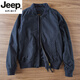 JEEP SPIRIT美式復古棒球服男春秋冬款純棉水洗做舊夾克外套男士休閑寬松上衣 寶藍色 S 110-125斤/加購，優(yōu)先發(fā)貨