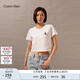Calvin Klein Jeans夏季女士純棉字母印花潮流ck辣妹短款短袖T恤J223495 YAF-月光白 S