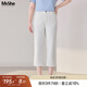 MsShe【直筒七分牛仔褲】大碼女裝2025新款夏季胖mm顯瘦小腳褲子 牛仔白色現(xiàn)貨 2XL