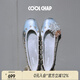 COOLCHAP25新款扣扣鞋diy鞋花淺口平底牛皮單鞋女時(shí)尚圓頭瑪麗珍芭蕾舞鞋 銀色山泉 標準版 （2朵鞋花） 37