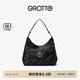 GROTTO個(gè)樂經(jīng)典黑石hobo包大小號植鞣綿羊皮腋下單肩斜挎軟包七夕禮物 經(jīng)典黑 金標(biāo)L