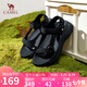 駱駝（CAMEL）沙灘鞋戶外涼爽織帶魔術(shù)貼厚底休閑涼鞋 L25M162017 黑色 38 