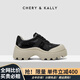 CHERY KALLY【明星同款】厚底增高休閑鞋女士2025夏新款復(fù)古潮牌真皮厚底板鞋 黑色【李雪琴同款】 35