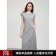 ELLE灰色格雷系圓領(lǐng)直筒連衣裙女2025夏季新款優(yōu)雅顯瘦通勤衛(wèi)衣裙 中灰 M