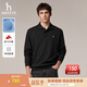 哈吉斯（HAZZYS）男裝 秋季polo領(lǐng)男上衣棉彈寬松翻領(lǐng)衛(wèi)衣男ABTZE0CCX37 黑色BK XL （180/100A 50）