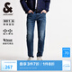 杰克·瓊斯（JACK&JONES）男裝秋季YKK拉鏈logo皮標水洗貓須日常修身牛仔褲男褲225132080 A14深牛仔藍 常規(guī) 32 175 W32/L32
