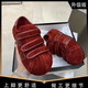 百麗踏【廠(chǎng)牌】磨砂純皮厚底增高阿甘鞋休閑女鞋運動(dòng)鞋板鞋德訓 酒紅色【升級版】 35 腳瘦的比平時(shí)穿的拍小一碼