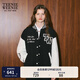 Teenie Weenie小熊春季學(xué)院風(fēng)休閑紅色棒球服保暖棉服棉襖外套女裝 黑色 L (170)