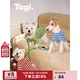 Tagi.《哈哈》haha寵物彩色拼色條紋棉質(zhì)透氣西高地獵狐梗薄款短袖 藍莓哈哈 L