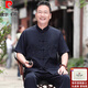 皮爾卡丹唐裝男中老年人爸爸休閑套裝中國風(fēng)爺爺夏季短袖冰絲父親節(jié)禮物 藏青色套裝【上衣+長褲】 XL 【180/42 建議155-170斤】