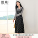 香影復(fù)古格子假兩件連衣裙女2025秋季新款收腰拼接學(xué)院風(fēng)中長裙子 深灰 M 160/84A/95-110斤