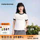 美特斯邦威短袖恤女士2025夏季新款修身潮流撞色學(xué)院印花圓領(lǐng)體恤 香草冰白 L 165 88A