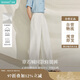 茵曼章若楠同款|法式皺感寬松闊腿褲夏季女裝通勤高腰長(cháng)褲 珍珠白 S
