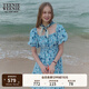 Teenie Weenie小熊女裝連衣裙2025夏季新款方領(lǐng)花朵清新田園風(fēng)裙子 淺藍色 L
