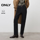 ONLY2025冬季新款磨毛高腰男友褲錐形九分牛仔褲女|125449008 H11 黑色水洗 S S標準褲長(cháng)