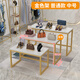 服裝店展示架長(cháng)方形女裝店鞋包架高低流水臺中島櫥窗陳列架展示桌 普通款-中號單桌【金色架】