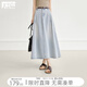 對白復古淺色牛仔半身裙女2025夏新款設計感時(shí)髦顯瘦垂感A字傘裙 淺牛仔色 S