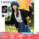 lagogo黑色短款刺繡時(shí)尚衛衣女拉谷谷春季新款彈力休閑撞色短外套 黑色(W1) S