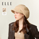 ELLE100%羊毛鴨舌貝雷帽女士秋冬季戶(hù)外時(shí)尚百搭報童畫(huà)家八角帽顯臉小