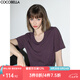 COCOBELLA質(zhì)感金屬LOGO短袖針織衫女寬松舒適圓領(lǐng)T恤NTS26 紫色 M