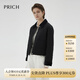 PRICH小香風(fēng)簡(jiǎn)約菱格絎縫撞色棉服冬季新款翻領(lǐng)通勤短外套女 19黑色 M 160