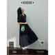 闊色（kuose）法式經(jīng)典款襯衫連衣裙女新款春夏收腰顯瘦藏藍色長裙子 深藍色 M
