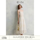 EIN夢(mèng)幻蕾絲假日 EIN言浪漫波浪繡花抽繩大擺吊帶連衣裙2025夏新款 象牙白 S