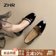 ZHR單鞋女溫柔風(fēng)粗跟瑪麗珍鞋女甜美一字扣淺口女鞋 BL220 黑色 37