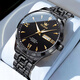 勞力士王子手表男士全自動(dòng)機械表商務(wù)超薄精鋼夜光防水雙日歷男表 全黑黑面【官方標配】