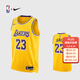 NIKE耐克NBA官方-湖人詹姆斯球衣男籃球服速干23號運動(dòng)背心DN2009-733 黃色 XL