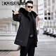 凱撒（KAISER）凱撒派克服男兔毛內膽男士皮草大衣狐貍毛領(lǐng)中長(cháng)款秋冬外套2XL