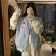韓惠芷美式棒球服外套女2025秋季新款學(xué)生情侶寬松百搭拼色夾克上衣 A17藍(lán)色 【皮袖雙層有內(nèi)里】 L 【建議100-125斤】