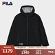 FILA 斐樂(lè )官方男士梭織外套2025秋新款時(shí)尚休閑寬松連帽上衣夾克 正黑色-BK L 175/96A/L