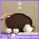 陶羽羊脂玉瓷浮雕梅花茶壺一壺兩杯家用陶瓷泡茶壺茶杯高檔會客泡茶器 浮雕梅花一壺兩杯+海棠盤