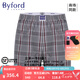 百富（BYFORD）男士阿羅褲內(nèi)褲平角格紋精梳棉寬松中腰男褲衩短褲送禮男友MW963 MW963灰色-背后有口袋 1條 2XL