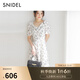 SNIDEL2025春夏新品優(yōu)雅V領(lǐng)泡泡袖印花連衣裙SWFO252017 象牙白 M (1)