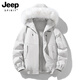 JEEP SPIRIT吉普趙露思同款棉服女冬季2026新款棉衣大毛領(lǐng)工裝派克服外套 淺灰【露思同款】 M