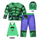 氧摩男童萬(wàn)圣節服裝英雄鋼鐵俠衣服閃電俠綠巨人蜘蛛俠兒童cos服 綠巨人套裝+披風(fēng) 均碼 11碼（身高115-125cm）