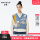 MOVEUP幻走2022秋季新款.FUN系列 V領(lǐng)趣味提花設(shè)計(jì)師毛衣馬夾女 藍(lán)色 M