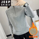 JEEP SPIRIT保暖抓絨衣女德絨長(cháng)袖T恤立領(lǐng)半拉鏈加絨套頭衫運動(dòng)休閑透氣上衣 中性灰 2XL