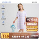 愛慕兒童家居服女童孩零碳蘭精莫代爾短袖睡裙夏季接觸涼感睡衣紫條紋170