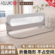 AILUKI日本床圍欄寶寶防護欄嬰兒防掉床邊擋板兒童便捷隱形可折疊免安裝 上下拼色巖石灰-U型免打孔底座 1.2米長(cháng)【睡眠防護欄 按鍵折疊】